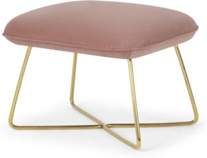 An Image of Stanley Footstool, Velvet Vintage Pink