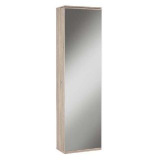 An Image of Monale Mirrored Shoe Storage Cabinet In Brushed Oak