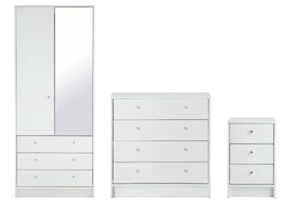 An Image of Habitat Malibu 3 Piece 2 Door Mirror Wardrobe Set - White