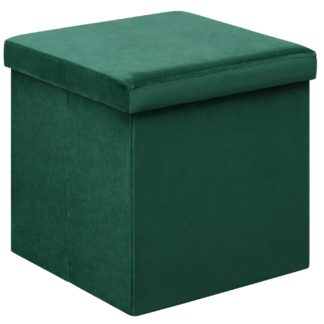 An Image of Argos Home Small Velvet Ottoman - Green