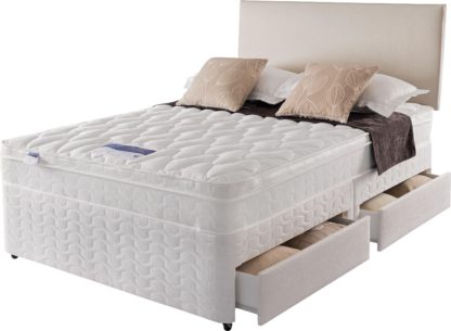 0c259659a1c9716adcfbb39e45af543d4d33bf50d0fef6eb858463172c4b1a5a.jpg An Image of Silentnight Auckland Luxury 4 Drawer Kingsize Divan - White