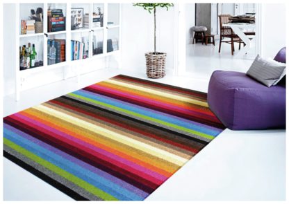 An Image of Linea Stripe Washable Runner - 200 x 66cm - Rainbow.