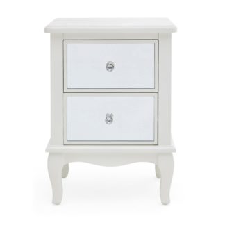 An Image of Palais Mirrored Ivory 2 Drawer Bedside Table Cream