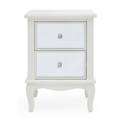 An Image of Palais Mirrored Ivory 2 Drawer Bedside Table Cream