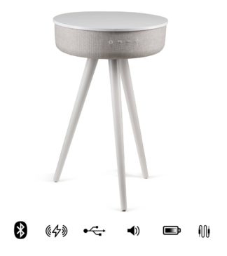 An Image of Koble Milo wireless charging Bluetooth Side Table - White