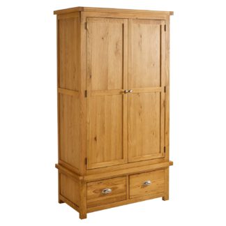 An Image of Woburn Oak 2 Door 2 Drawer Wardrobe Brown