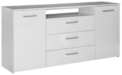 0d6a2042709f7400b2d70921cfd581c9ff7d05fda7af913e7ea066fdf8118928.jpg An Image of Habitat Hayward 2 Door 3 Drawer Sideboard - Black Gloss