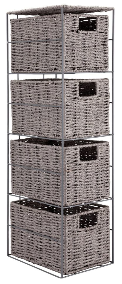 An Image of Argos Home Slimline Tall Storage Cabinet - Grey