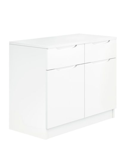 0df07c4cfecaf97722abe710b58daa569fc325f6ba1712faecd221d38339bf0e.jpg An Image of Legato Gloss 2 Door 2 Drawer Sideboard - White