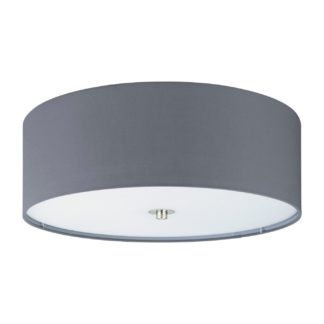 An Image of Eglo Pasteri Flush Ceiling Light- Grey