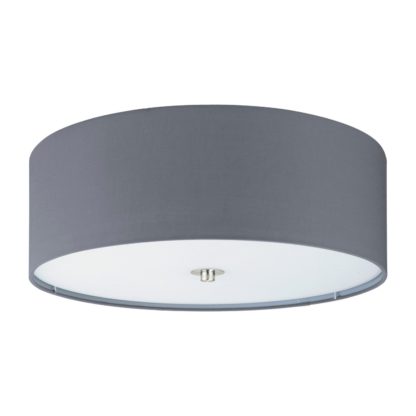 An Image of Eglo Pasteri Flush Ceiling Light- Grey
