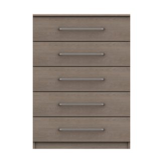 An Image of Parker Beige 5 Drawer Chest Dark Wood (Brown)