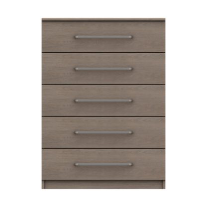 An Image of Parker Beige 5 Drawer Chest Dark Wood (Brown)