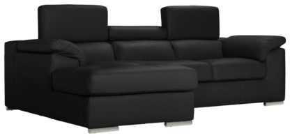 An Image of Argos Home Valencia Left Corner Leather Sofa - Black