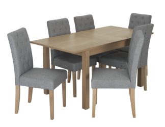 An Image of Habitat Clifton Extending Table & 6 Button Chairs - Grey