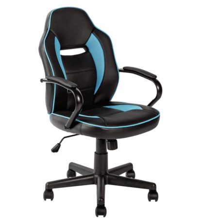 An Image of Argos Home Faux Leather Mid Back Gaming Chair -White & Black