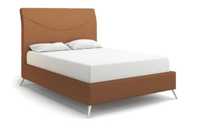 An Image of MiBed Seattle Fabric Double Bed Frame - Orange