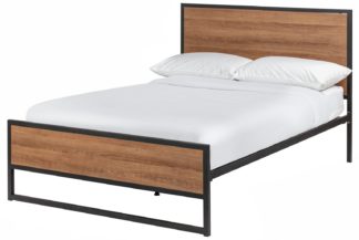 An Image of Habitat Nomad Kingsize Bed Frame - Black and Wood