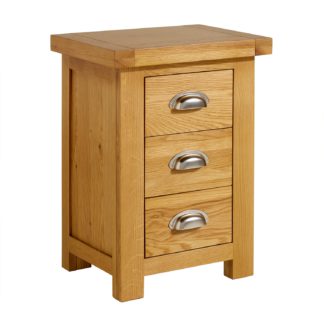 An Image of Woburn Oak Small 3 Drawer Bedside Table Brown