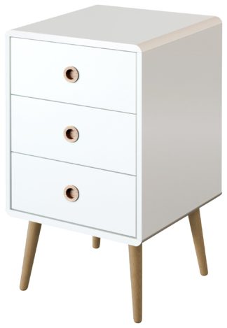 An Image of Softline 3 Drawer Bedside Table - White