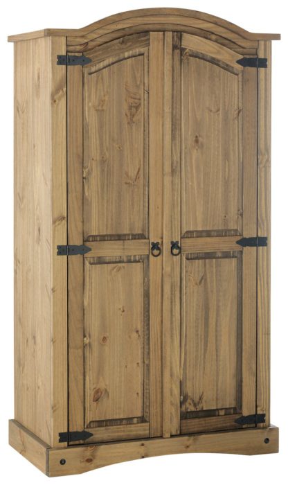 An Image of Argos Home Puerto Rico 2 Door Wardrobe - Dark Pine