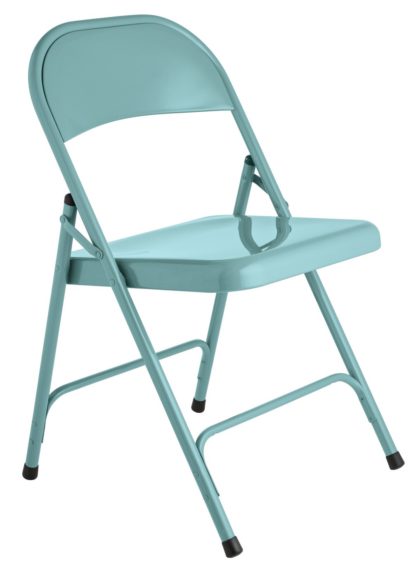 An Image of Habitat Macadam Metal Folding Chair - Cobalt