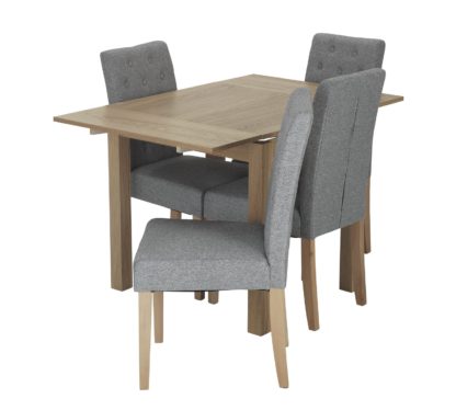 An Image of Habitat Clifton Extending Table & 4 Button Chairs - Grey