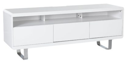 An Image of Habitat Sleigh 2 Door 1 Drawer TV Unit - White Gloss