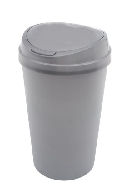 An Image of Curver 45 Litre Touch Top Kitchen Bin - Silver