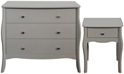 An Image of Amelie Bedside Table & 3 Drawer Chest Set - Grey