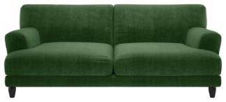 An Image of Habitat Askem 3 Seater Velvet Sofa - moss Green