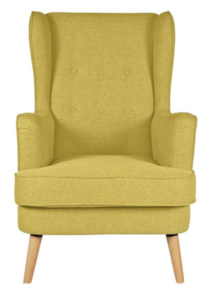 An Image of Habitat Callie Fabric Wingback Chair - Mustard Yellow