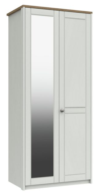 An Image of Kielder 2 Door Mirror Wardrobe - White