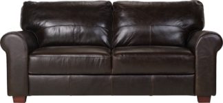 An Image of Habitat Salisbury 3 Seater Leather Sofa - Dark Brown