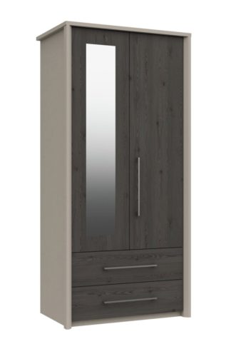 An Image of Lancaster 2 Door 2 Drawer Mirror Wardrobe - Dark Grey