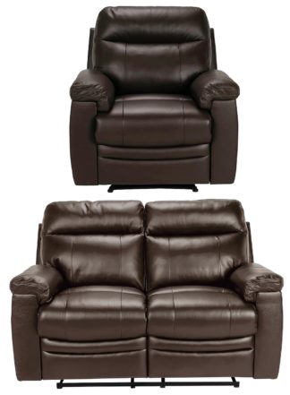 An Image of Argos Home Paolo Chair & 2 Seater Manual Recline Sofa -Brown