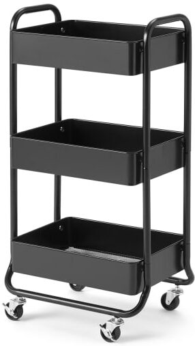 An Image of Kennedi Perforated Metal 3 Tier Storage Trolley, Black