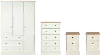 An Image of Argos Home Kensington 4 Piece Wardrobe Set -Ivory/Oak Veneer