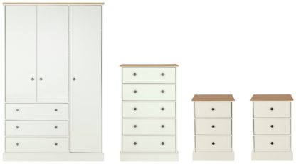 An Image of Argos Home Kensington 4 Piece Wardrobe Set -Ivory/Oak Veneer