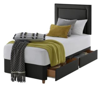 An Image of Silentnight Toulouse Single 2 Drawer Divan Set - Charcoal