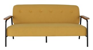 An Image of Habitat Cooper 2 Seater Fabric Sofa - Yellow