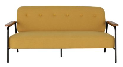 An Image of Habitat Cooper 2 Seater Fabric Sofa - Yellow