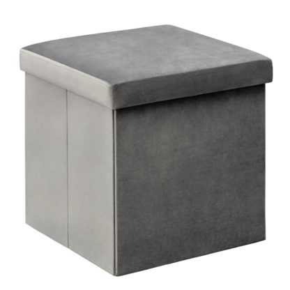 An Image of Argos Home Tilly Small Velvet Ottoman - Grey