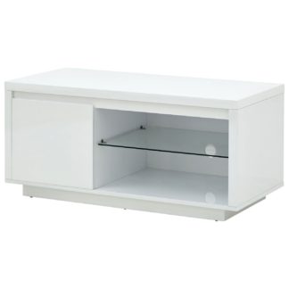 An Image of Polar 1 Door TV Unit - White Gloss