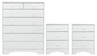 An Image of Argos Home Nordic 2 Bedsides & 5+2 Drawer Set - Soft White