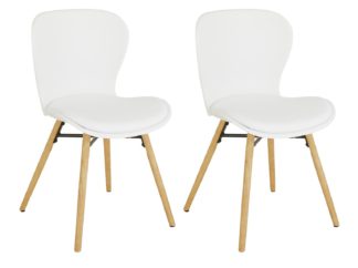 An Image of Habitat Etta Pair of Plastic Dining Chair - White