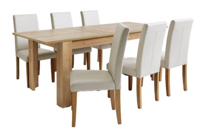 An Image of Habitat Miami XL Extending Table & 6 Black Chairs