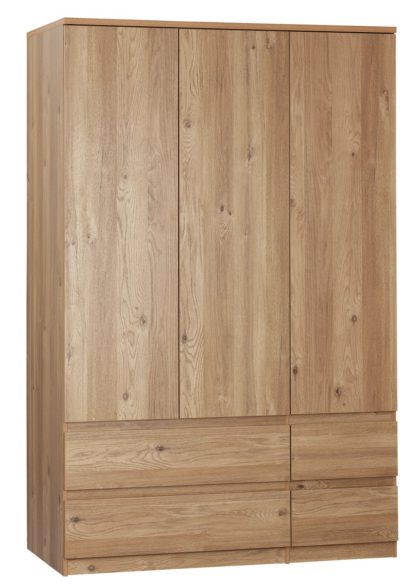 An Image of Habitat Jenson 3 Door 4 Drawer Wardrobe - Oak Effect