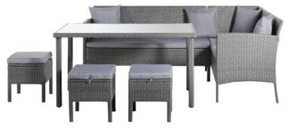 An Image of Argos Home 8 Seater Rattan Effect Corner Sofa Set - Grey