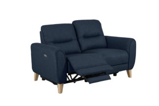 An Image of Habitat Tommy 2 Seater Fabric Recliner Sofa - Navy